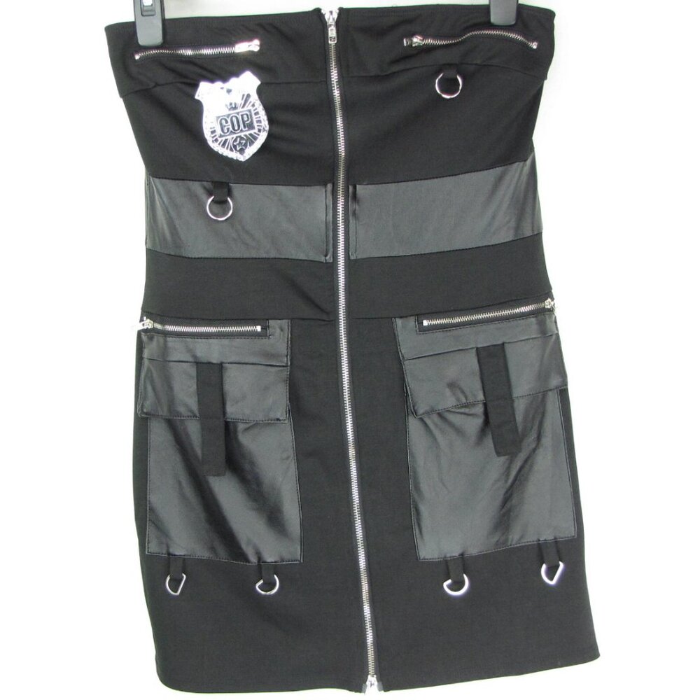 SALE! Police Goth Black Short Midi Skirt